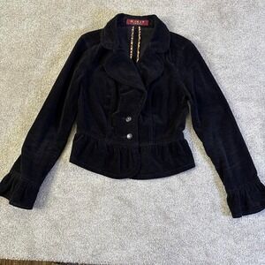 Kikit Women's Black Corduroy Blazer Jacket Small Tailored Button Front Coat